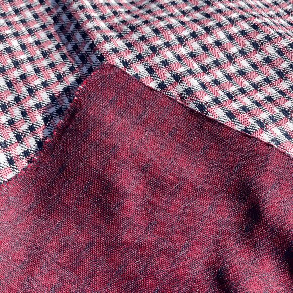 Vintage 60s 70s Red White Blue Double Knit Polyester Fabric Mod Retro 64"x63" - Picture 4 of 5